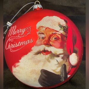 Raz new glass 5 inch Santa ornament